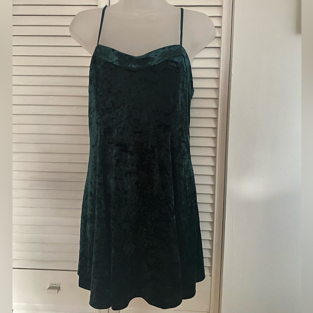 Emerald Green Velvet Mini Dress